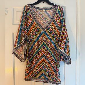 Trina Turk Peruvian Stripe Kimono Swimsuit Cover-Up Dress Women's Medium